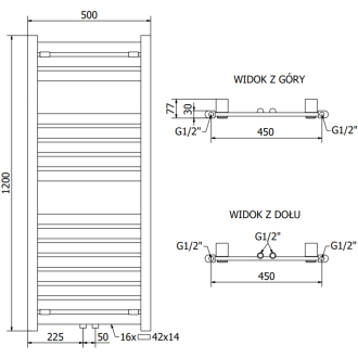 Mexen Urán elektrický radiátor 1200 x 500 mm, 600 W, chróm - W105-1200-500-2600-01