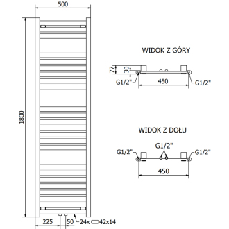 Mexen Urán elektrický radiátor 1800 x 500 mm, 900 W, chróm - W105-1800-500-2900-01