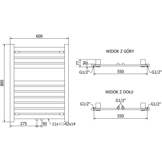 Mexen Urán elektrický radiátor 800 x 600 mm, 300 W, zlatý - W105-0800-600-2300-50