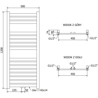 Mexen Urán elektrický radiátor 1200 x 500 mm, 600 W, zlatý - W105-1200-500-2600-50