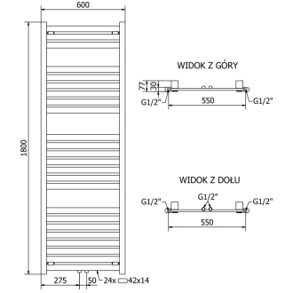 Mexen Urán elektrický radiátor 1800 x 600 mm, 900 W, antracit - W105-1800-600-2900-66