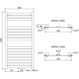 Mexen Urán elektrický radiátor 1200 x 600 mm, 600 W, čierny - W105-1200-600-2600-70