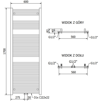 Mexen Plutón elektrický radiátor 1700 x 600 mm, 900 W, biely - W106-1700-600-2900-20