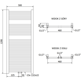 Mexen Plutón elektrický radiátor 1200 x 500 mm, 600 W, zlatý - W106-1200-500-2600-50