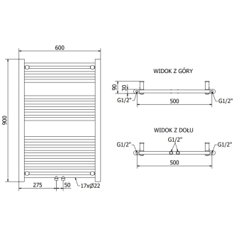 Mexen Mars elektrický radiátor 900 x 600 mm, 300 W, chróm - W110-0900-600-2300-01