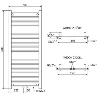 Mexen Mars elektrický radiátor 1200 x 500 mm, 600 W, zlatý - W110-1200-500-2600-50