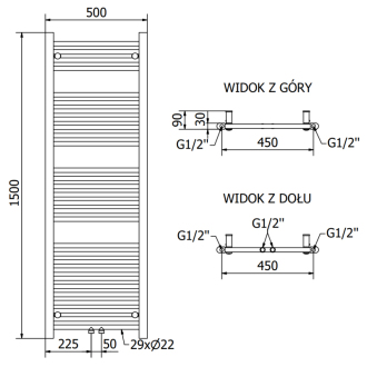 Mexen Mars elektrický radiátor 1500 x 500 mm, 600 W, zlatý - W110-1500-500-2600-50