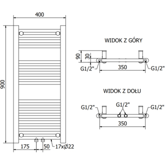 Mexen Mars elektrický radiátor 900 x 400 mm, 300 W, antracit - W110-0900-400-2300-66