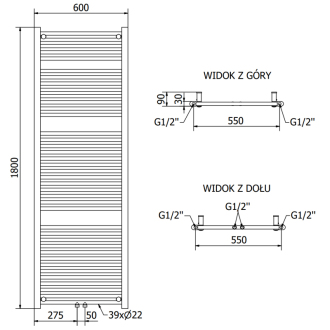 Mexen Mars elektrický radiátor 1800 x 600 mm, 900 W, antracit - W110-1800-600-2900-66