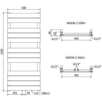 Mexen Ceres elektrický radiátor 1200 x 500 mm, 600 W, čierny - W111-1200-500-2600-70