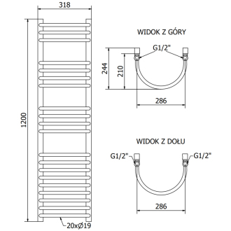 Mexen Eros elektrický radiátor 1200 x 318 mm, 300 W, chróm - W112-1200-318-2300-01