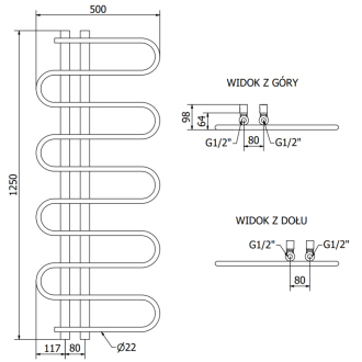 Mexen Kiso elektrický radiátor 1200 x 500 mm, 300 W, čierny - W114-1250-500-2300-70
