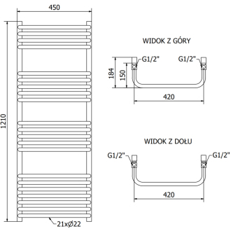Mexen Apollo elektrický radiátor 1210 x 450 mm, 600 W, biely - W117-1210-450-2600-20
