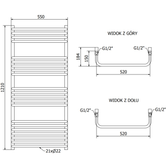 Mexen Apollo elektrický radiátor 1210 x 550 mm, 600 W, čierny - W117-1210-550-2600-70