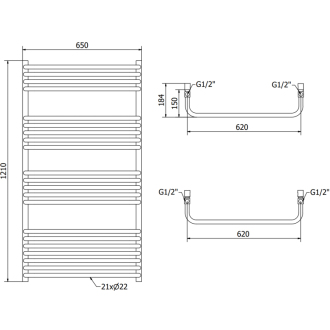 Mexen Apollo elektrický radiátor 1210 x 650 mm, 900 W, čierny - W117-1210-650-2900-70