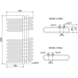 Mexen Ops elektrický radiátor 1000 x 550 mm, 600 W, čierny - W122-1000-550-2600-70