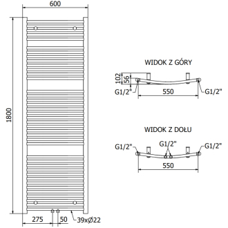 Mexen Ares elektrický radiátor 1800 x 600 mm, 1200 W, biely - W102-1800-600-6120-20