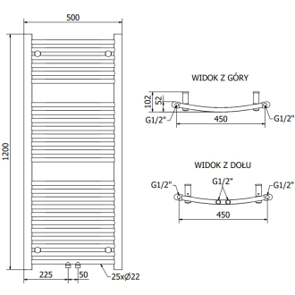 Mexen Ares elektrický radiátor 1200 x 500 mm, 500 W, čierny - W102-1200-500-6500-70
