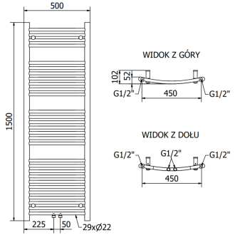 Mexen Ares elektrický radiátor 1500 x 500 mm, 600 W, čierny - W102-1500-500-6600-70