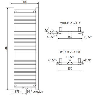 Mexen Mars elektrický radiátor 1200 x 400 mm, 400 W, čierny - W110-1200-400-6400-70