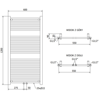 Mexen Mars elektrický radiátor 1200 x 600 mm, 600 W, čierny - W110-1200-600-6600-70