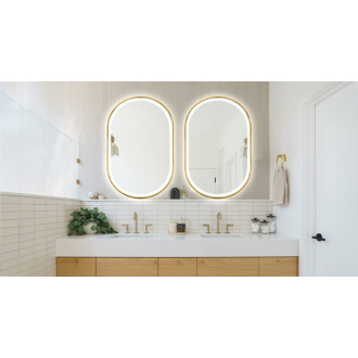 REA Zrkadlo LED 60x90cm brúsená zlatá HOM-02509