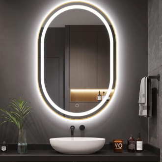 REA Zrkadlo LED 60x90cm brúsená zlatá HOM-02509