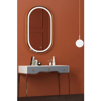 REA Zrkadlo LED 60x90cm brúsená zlatá HOM-02509