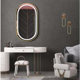 REA Zrkadlo LED 60x90cm brúsená zlatá HOM-02509