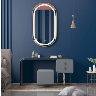 REA Zrkadlo LED 60x90cm brúsená zlatá HOM-02509