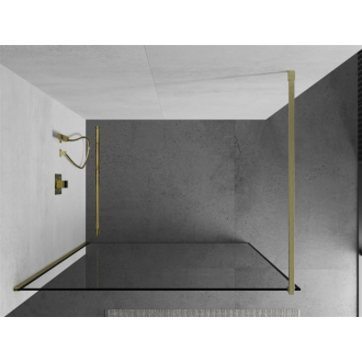Mexen Kioto Walk-in sprchová stena 100x200, čierny vzor, brúsené zlato 800-100-101-55-70