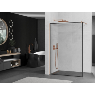 Mexen Kioto Walk-in sprchová stena 120x200, čierny vzor, kefa. meď 800-120-101-65-70