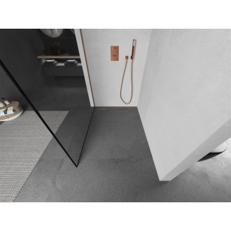 Mexen Kioto Walk-in sprchová stena 120x200, čierny vzor, kefa. meď 800-120-101-65-70