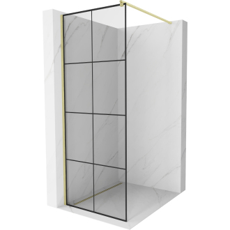 Mexen Kioto Walk-in sprchová stena 80x200, čierny vzor, brúsené zlato 800-080-101-55-77