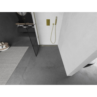 Mexen Kioto Walk-in sprchová stena 90x200, čierny vzor, brúsené zlato 800-090-101-55-77