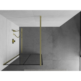 Mexen Kioto Walk-in sprchová stena 90x200, čierny vzor, brúsené zlato 800-090-101-55-77