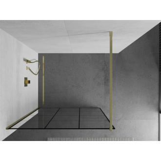 Mexen Kioto Walk-in sprchová stena 100x200, čierny vzor, brúsené zlato 800-100-101-55-77