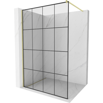 Mexen Kioto Walk-in sprchová stena 140x200, čierny vzor, brúsené zlato 800-140-101-55-77
