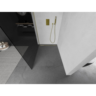 Mexen Kioto Walk-in sprchová stena 90x200 cm, grafit 8, brúsené zlato 800-090-101-55-40