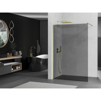Mexen Kioto Walk-in sprchová stena 130x200 cm, grafit 8, brúsené zlato 800-130-101-55-40