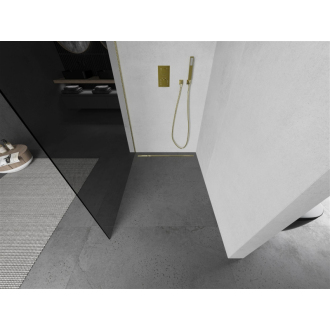 Mexen Kioto Walk-in sprchová stena 130x200 cm, grafit 8, brúsené zlato 800-130-101-55-40