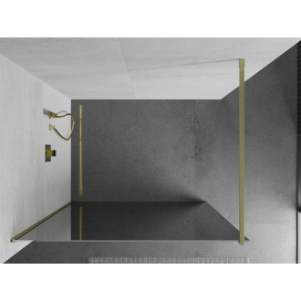 Mexen Kioto Walk-in sprchová stena 140x200 cm, 8 zrkadlo, brúsené zlato 800-140-101-55-50