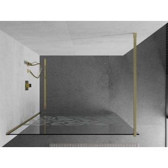 Mexen Kioto Walk-in sprchová stena 130x200, biely vzor, brúsené zlato 800-130-101-55-85