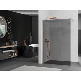 Mexen Kioto Walk-in sprchová stena 100x200 cm, grafit 8, kartáčovaná meď 800-100-101-65-40