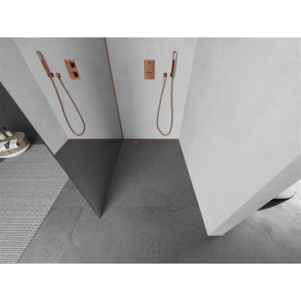 Mexen Kioto Walk-in sprchová stena 90x200 cm, 8 zrkadlo, kartáčovaná meď 800-090-101-65-50