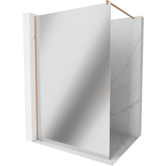 Mexen Kioto Walk-in sprchová stena 130x200, 8 zrkadlo, kefa. meď 800-130-101-65-50