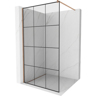 Mexen Kioto Walk-in sprchová stena 110x200, čierny vzor, brúsená meď 800-110-101-65-77