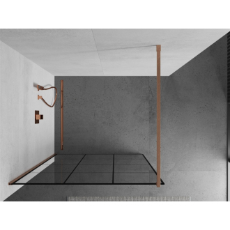 Mexen Kioto Walk-in sprchová stena 110x200, čierny vzor, brúsená meď 800-110-101-65-77