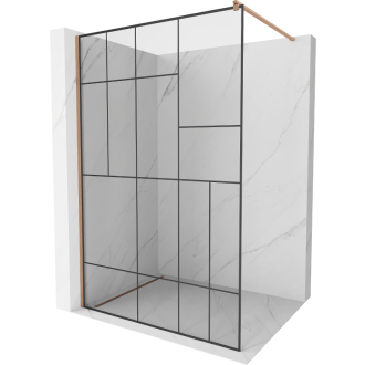Mexen Kioto Walk-in sprchová stena 70x200, čierny vzor, kefa. meď 800-070-101-65-78