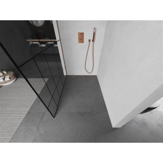 Mexen Kioto Walk-in sprchová stena 70x200, čierny vzor, kefa. meď 800-070-101-65-78